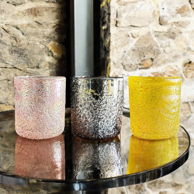 Vogue Collection candle jars – boutique-style vessels with a smooth finish and rounded base, available in multiple colours and fragrances in Bathurst NSW.
