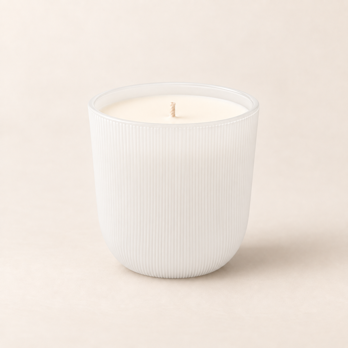 White Ribbed Candle