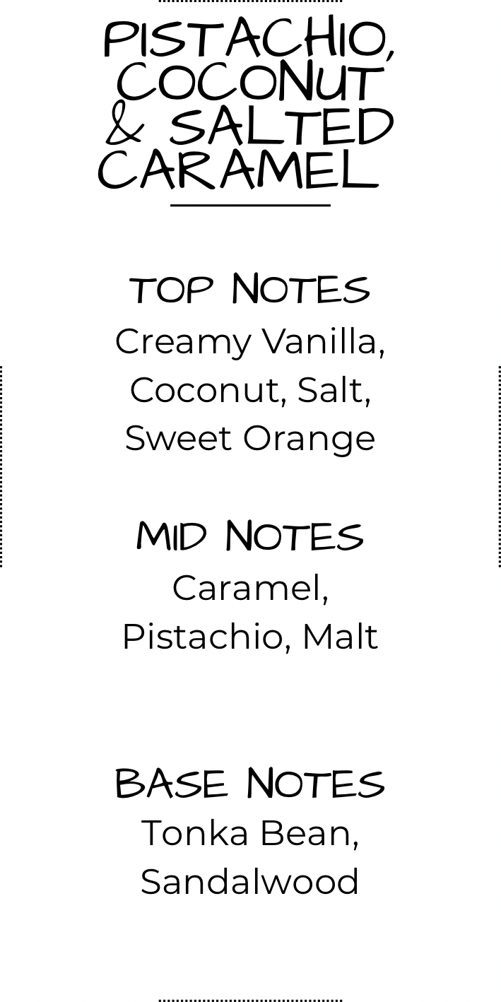 Pistachio Coconut & Salted Caramel candle fragrance option – available in Melts at The Coven Candle Café Bathurst & Central West NSW. Nutty pistachio with creamy coconut and sweet caramel.