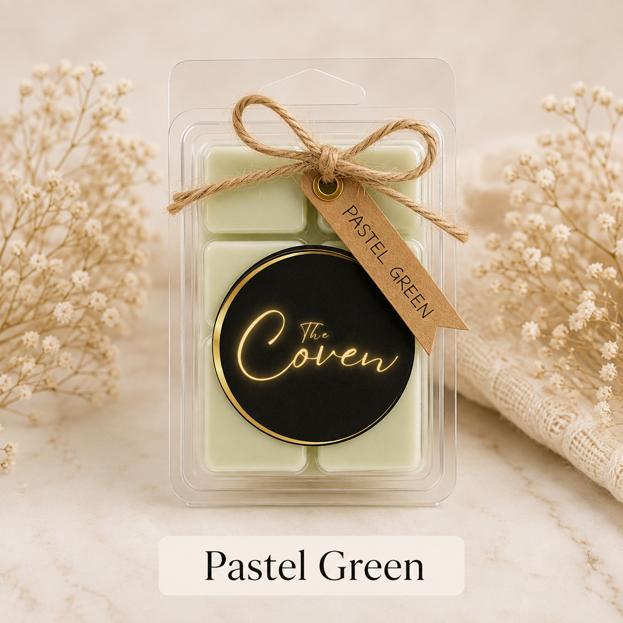 Pastel Green Wax Melt Cubes in six-cube clamshell pack – The Coven Bx
