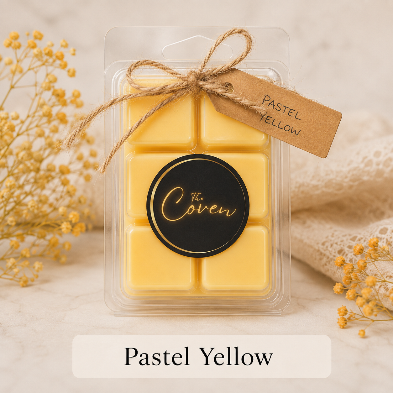 Pastel Yellow Wax Melt Cubes in six-cube clamshell pack – The Coven Bx