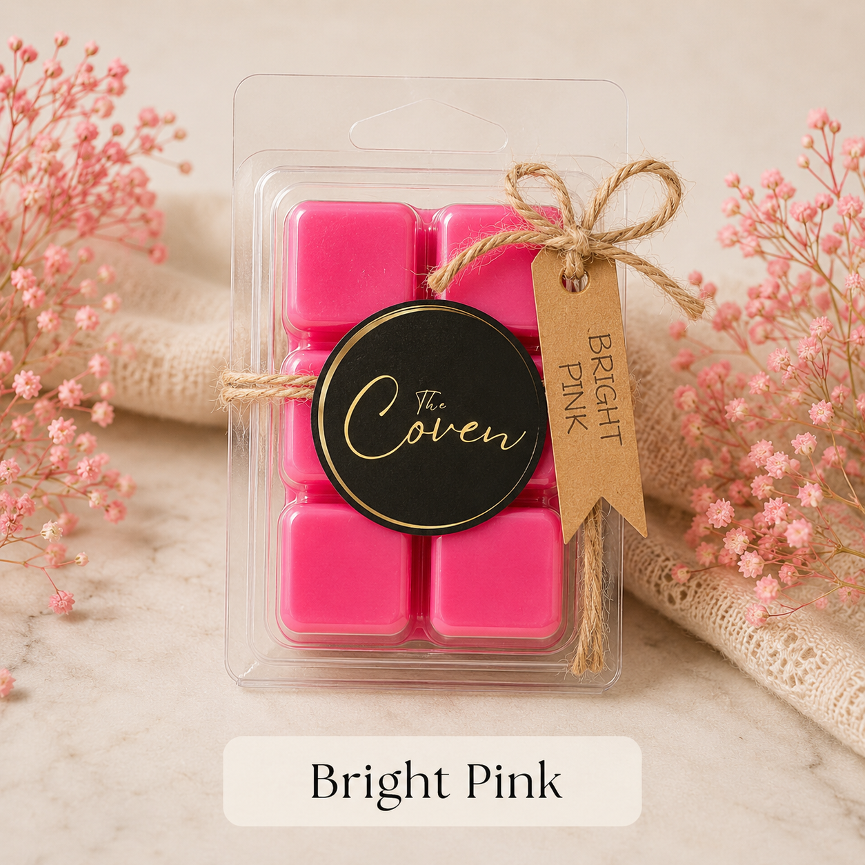 Bright Pink Wax Melt Cubes in six-cube clamshell pack – The Coven Bx