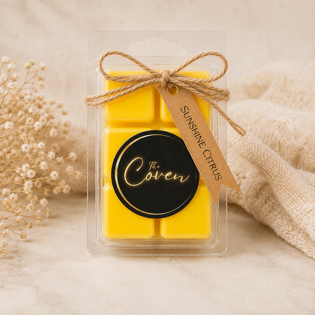 Bright Yellow Wax Melt Cubes in six-cube clamshell pack – The Coven Bx