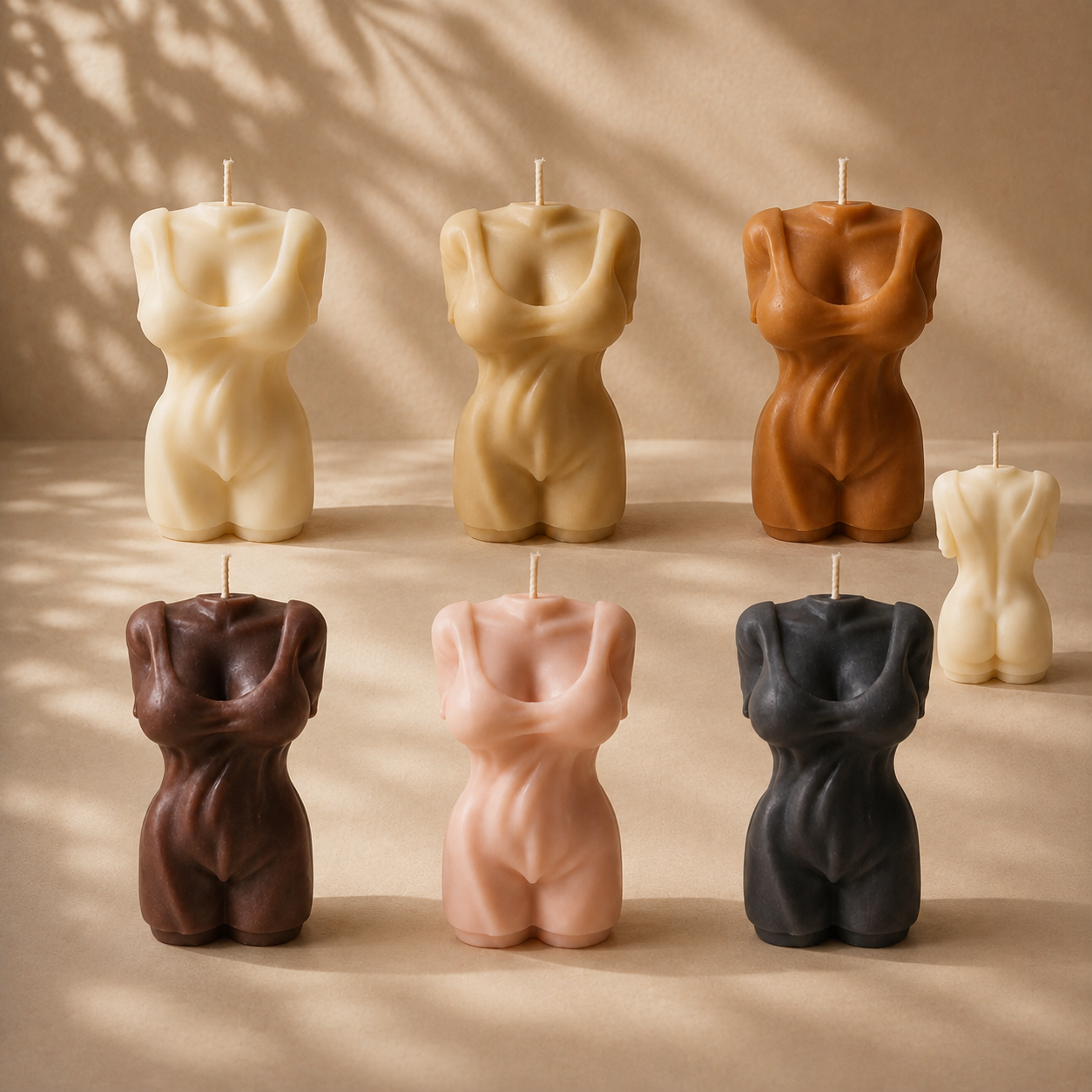 Curved Female Torso Candle colour options Group