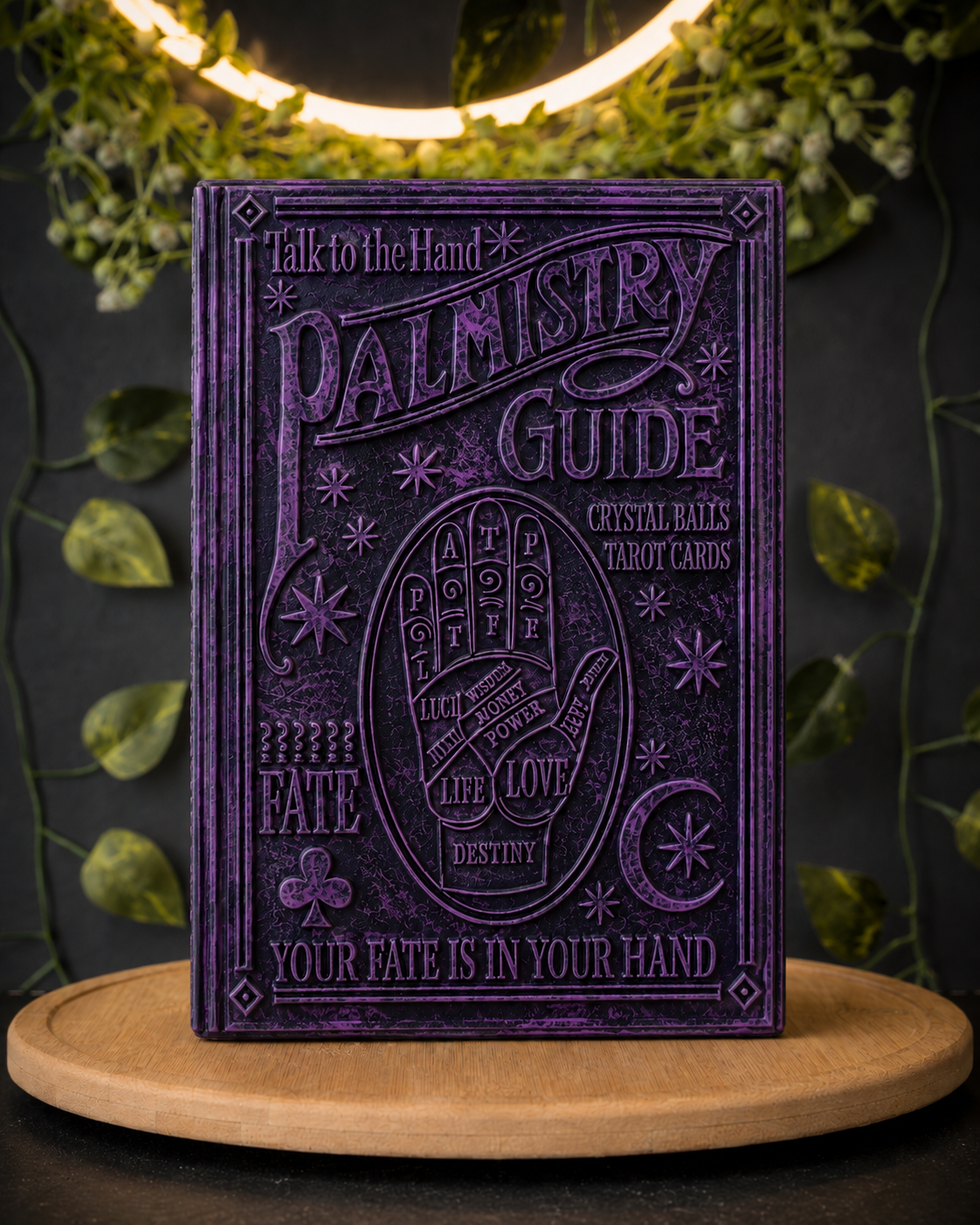 Black and Purple Palmistry Guide Book Candle – The Coven Bx