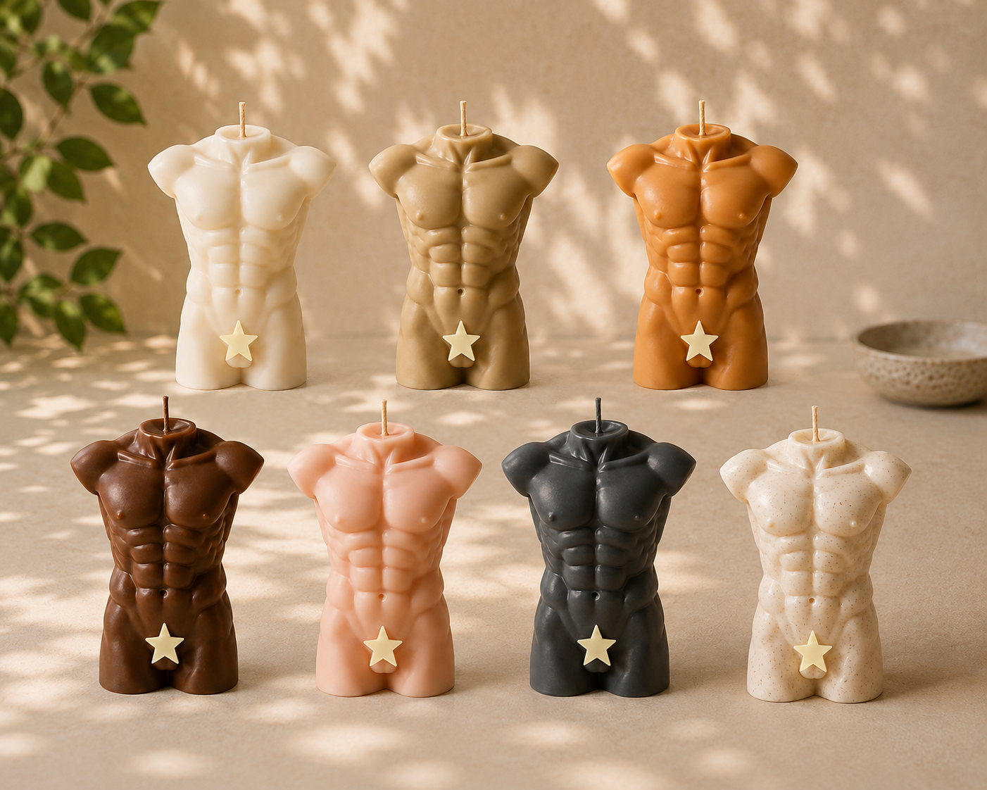 Classical Male Torso Candle colour options