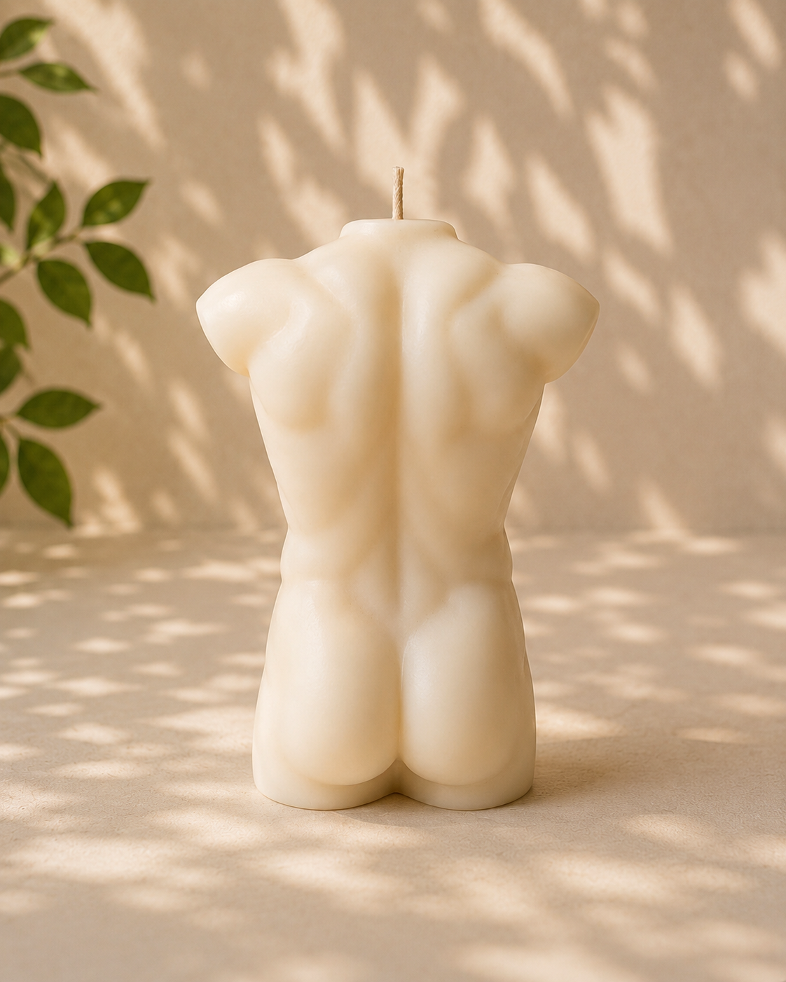 Classical Male Torso Candle, back view
