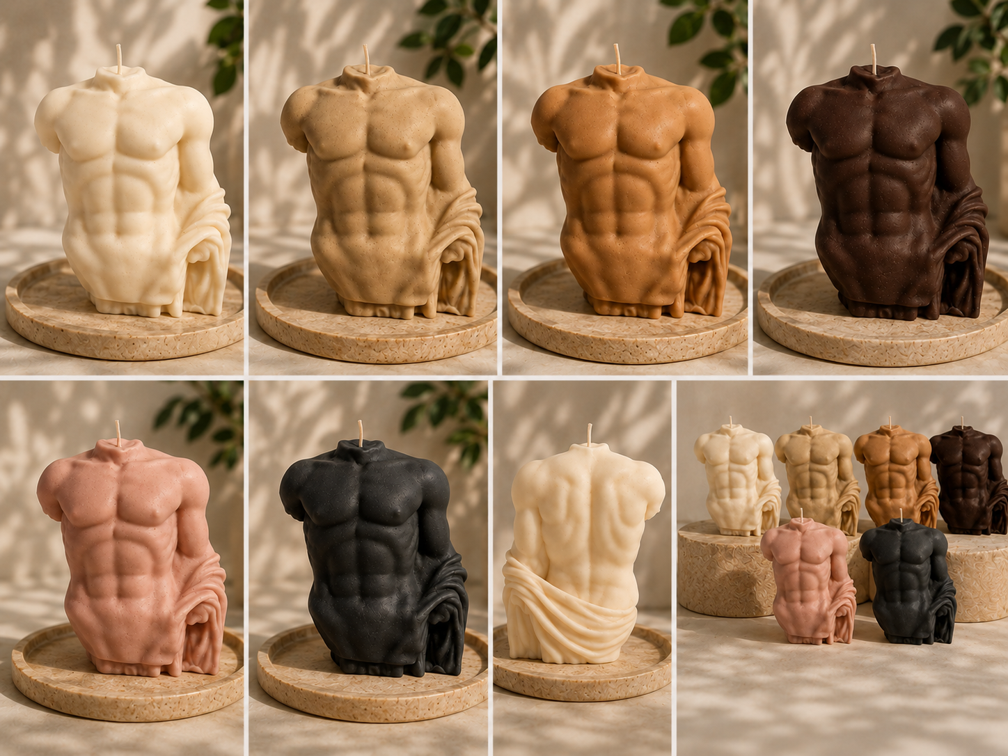 Draped Male Torso Candle Group
