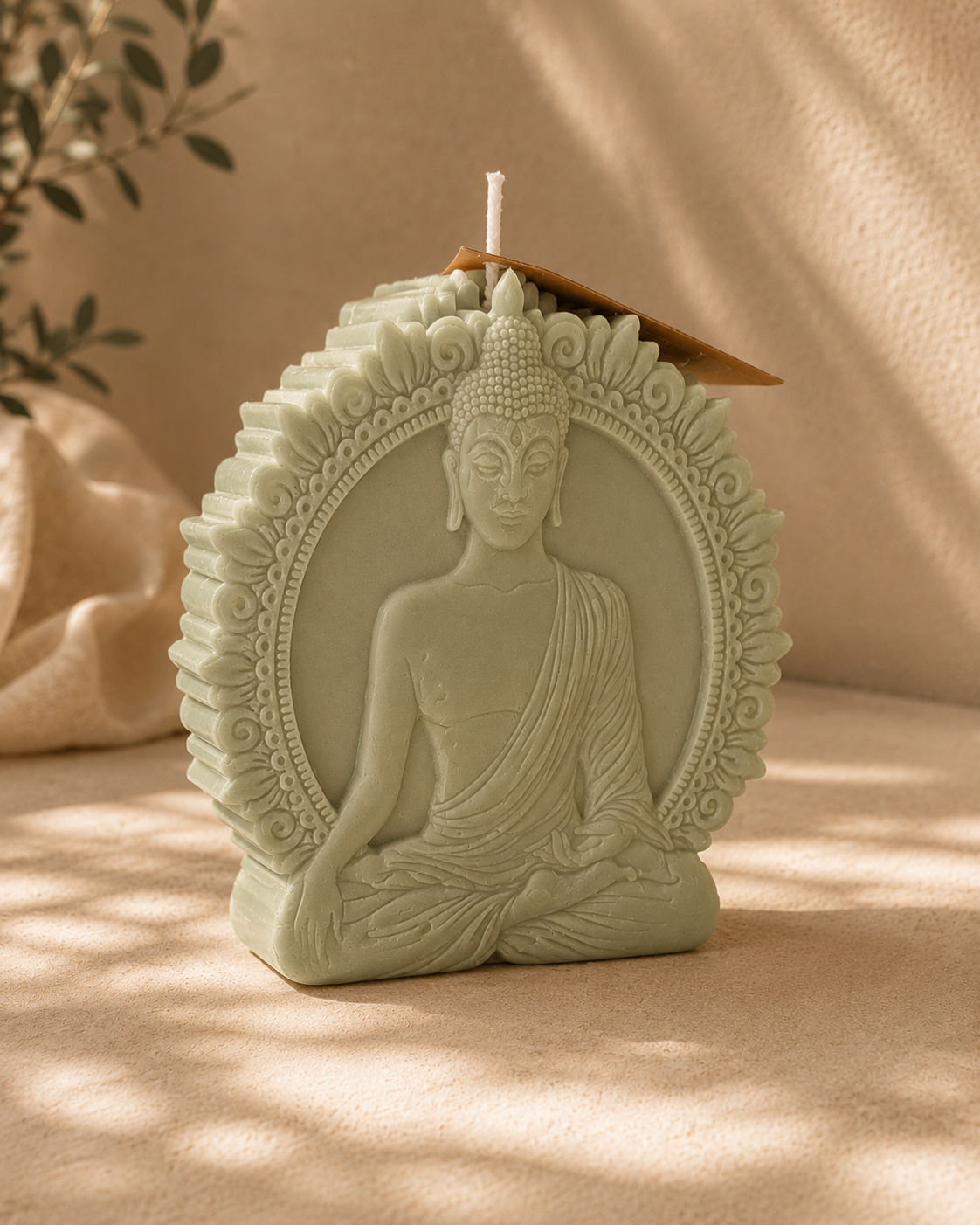 Soft Sage Buddha Relief Candle – The Coven Bx