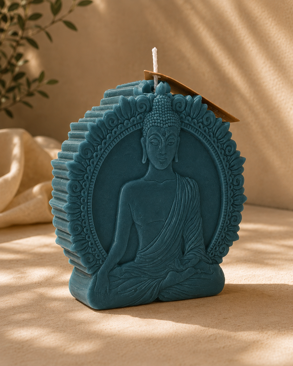 Deep Teal Buddha Relief Candle – The Coven Bx