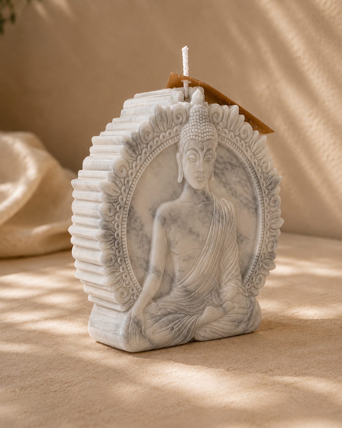 Marbled grey and white Buddha Relief Candle – The Coven Bx