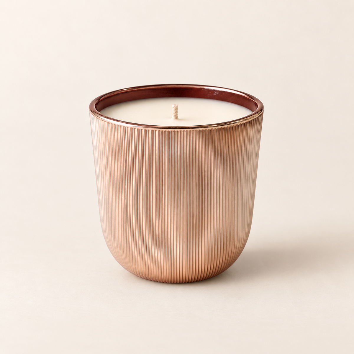 Rose Gold Ribbed Candle