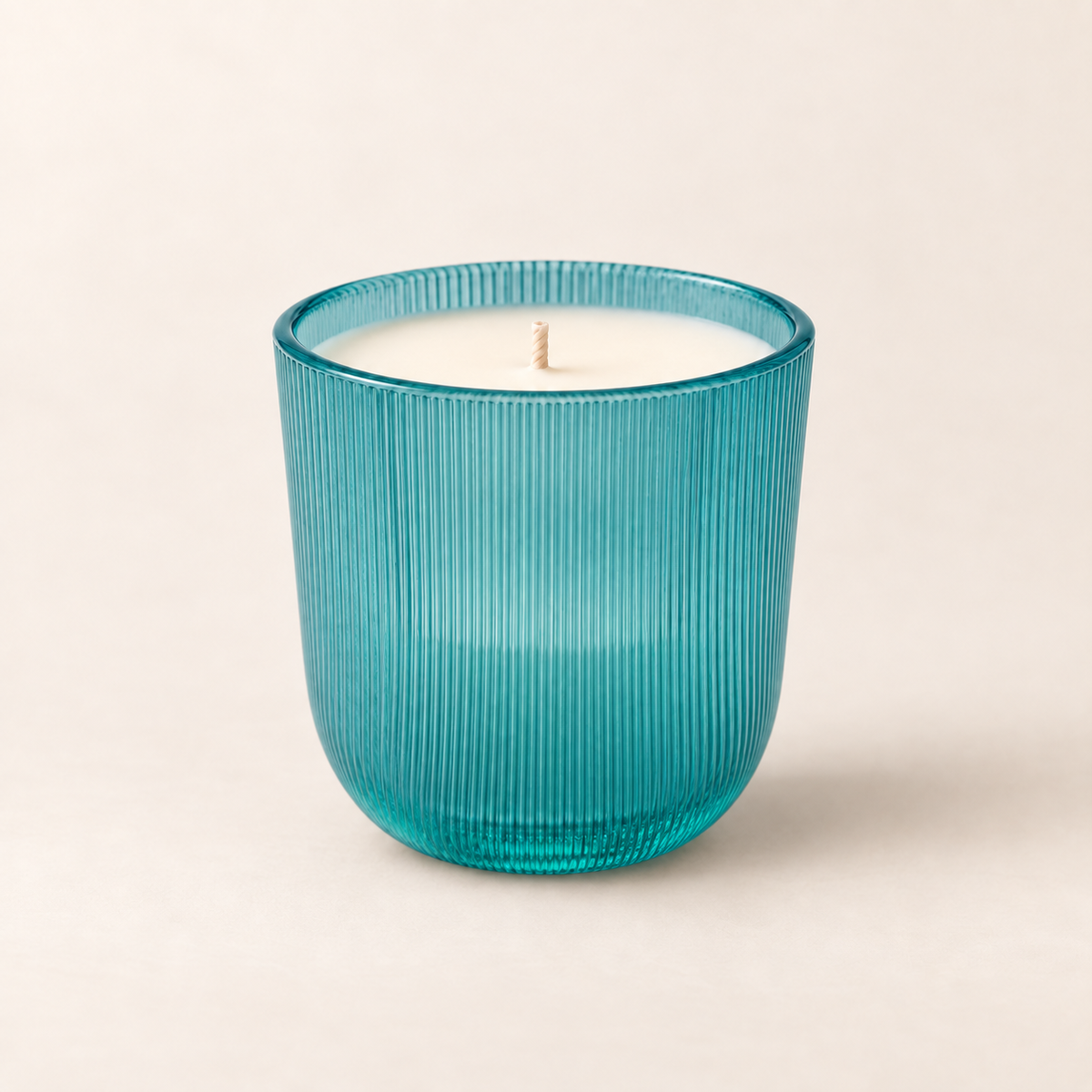 Marine Blue Ribbed Candle