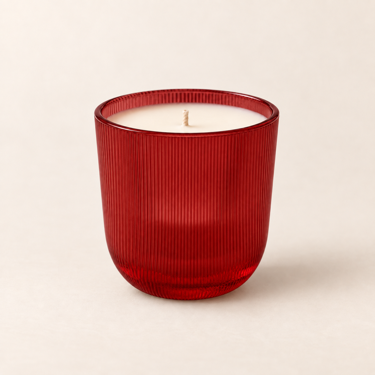 Ruby Red Ribbed Candle