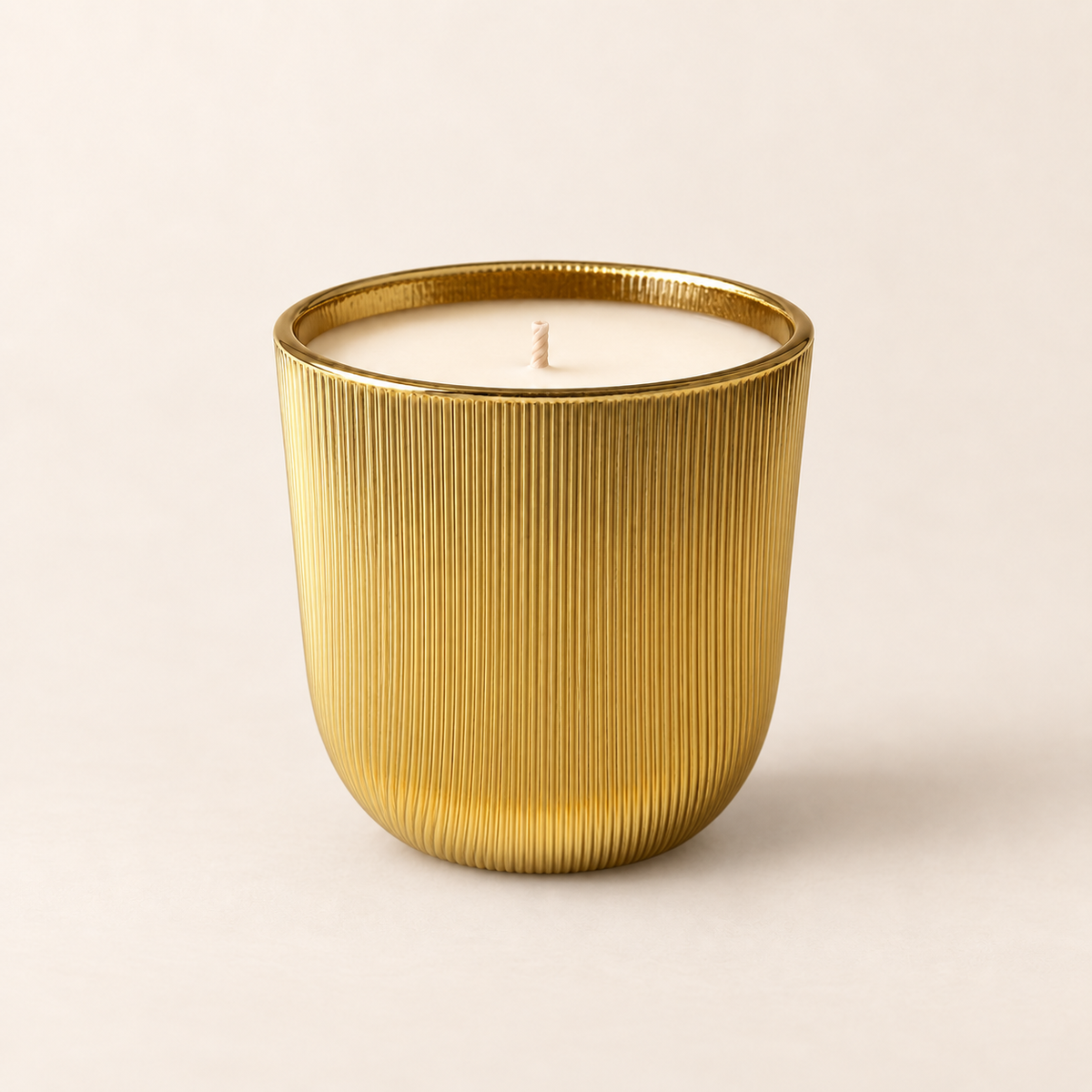 Gold Ribbed Candle