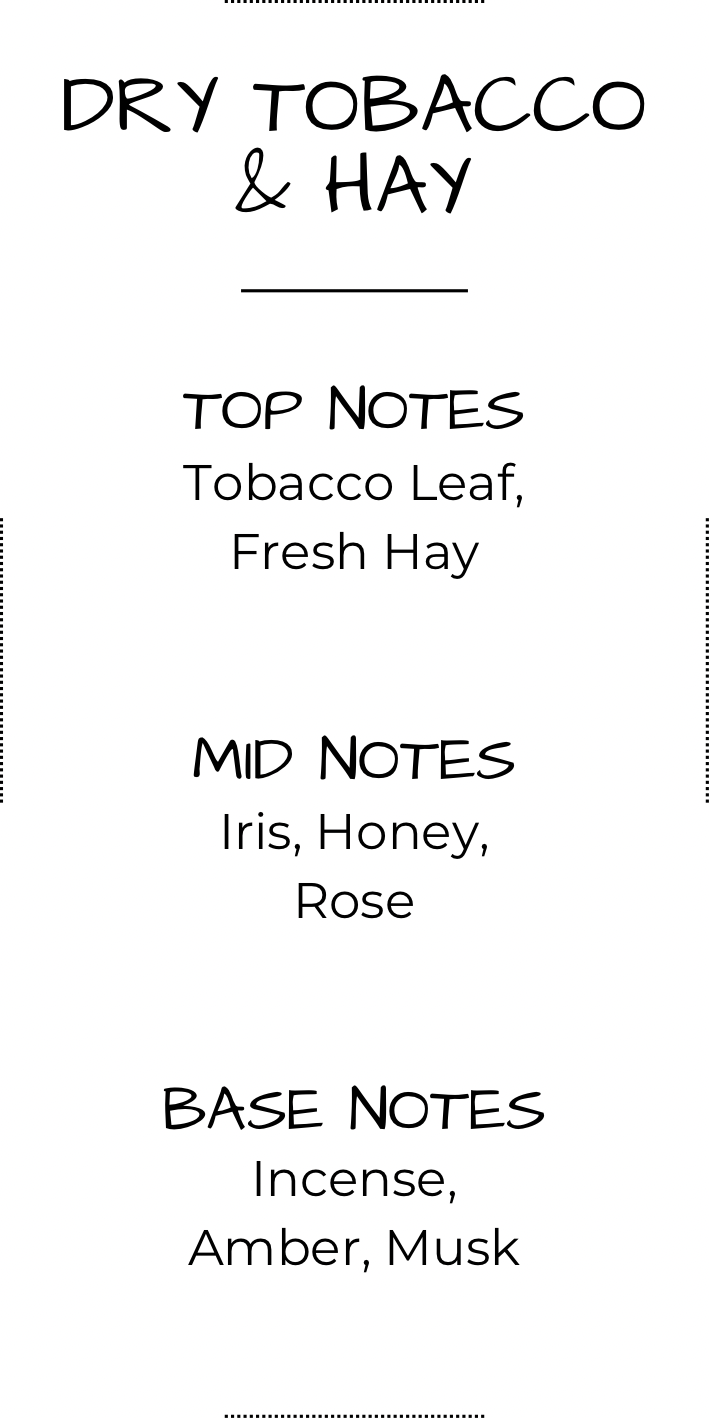 Dry Tobacco & Hay candle fragrance option – available in Cambridge Tumbler Collection vessels at The Coven Candle Café Bathurst & Central West NSW. Warm, earthy scent with notes of tobacco leaf, hay, iris, honey, amber and musk.